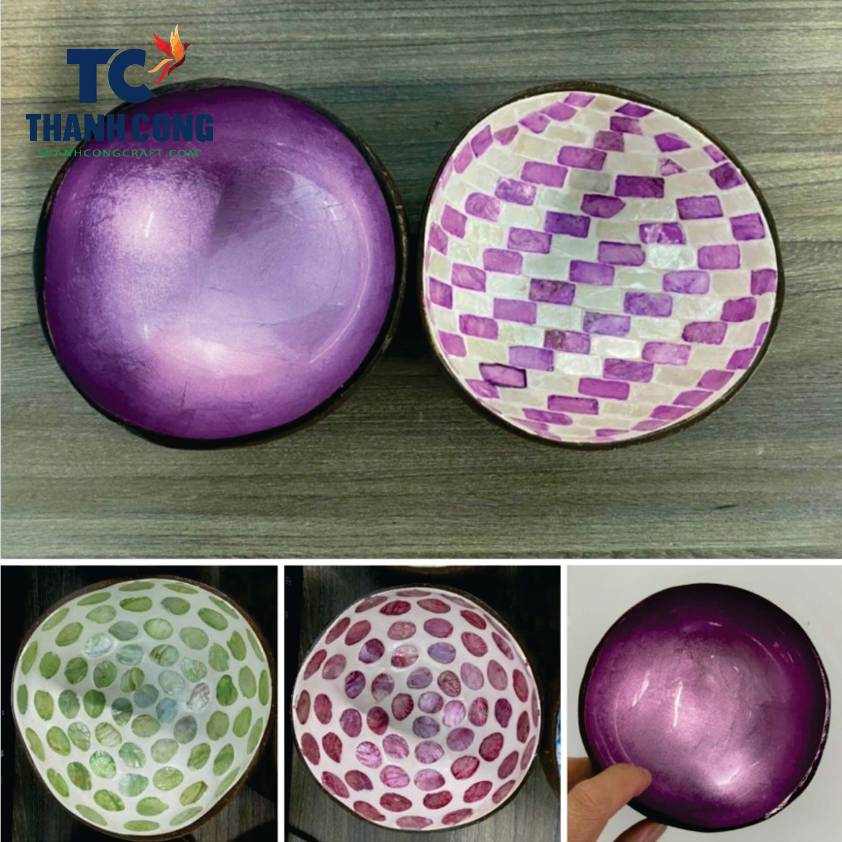 TC2024 purple metallic coconut bowl handmade